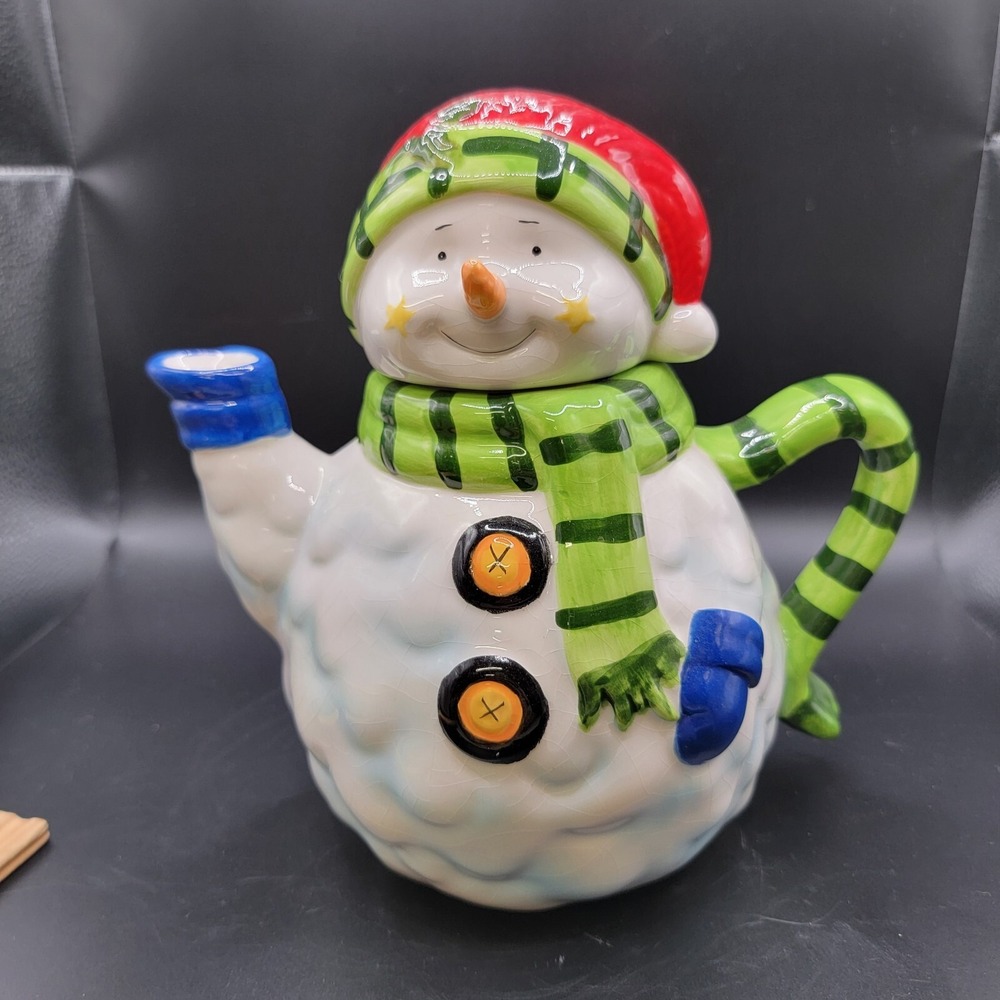 Snowman Teapot By Home Interiors 8.5" Tall